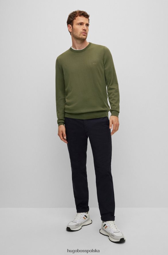 Hugo Boss Zielony sweter hugo z haftowanym logo, wykonany z odpowiedzialnej wełny zielony R0X0H61642