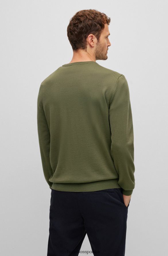Hugo Boss Zielony sweter hugo z haftowanym logo, wykonany z odpowiedzialnej wełny zielony R0X0H61642