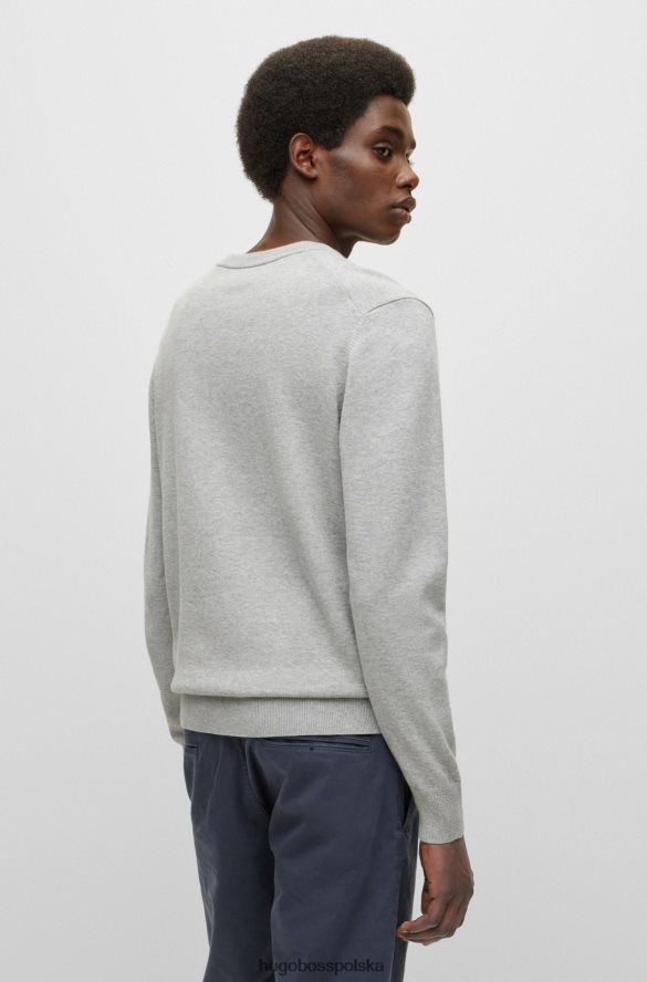 Hugo Boss bawełniano-kaszmirowy sweter o regularnym kroju z naszywką z logo hugo w kolorze jasnoszarym jasnoszary R0X0H62503