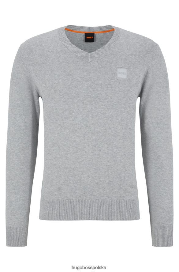 Hugo Boss bawełniano-kaszmirowy sweter o regularnym kroju z naszywką z logo hugo w kolorze jasnoszarym jasnoszary R0X0H62503