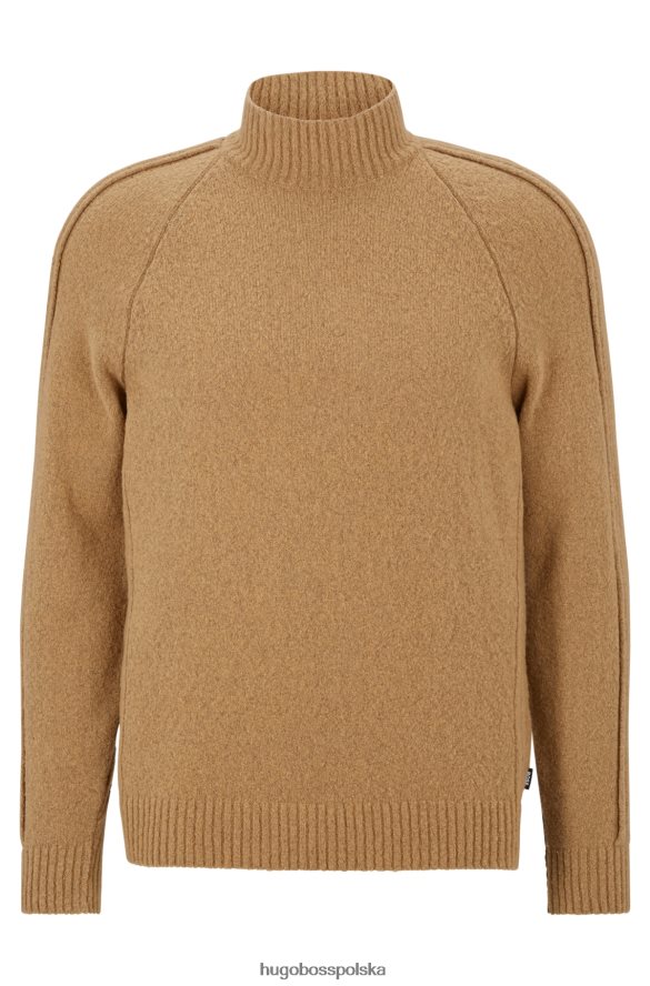 Hugo Boss beżowy sweter Hugo z domieszką wełny, z okrągłym dekoltem beżowy R0X0H63208