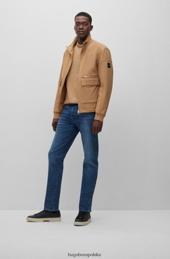 Hugo Boss beżowy sweter hugo o mieszanej strukturze z bawełny, kaszmiru i wełny beżowy R0X0H64524