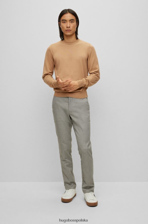 Hugo Boss beżowy sweter hugo z czystej bawełny o regularnym kroju z haftowanym logo beżowy R0X0H6900