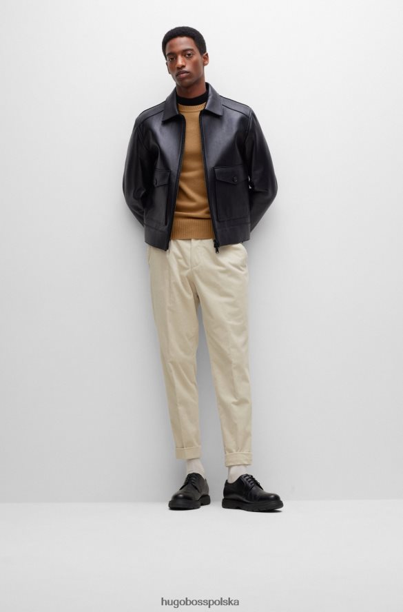 Hugo Boss beżowy sweter hugo z okrągłym dekoltem, wykonany z odpowiedzialnego kaszmiru beżowy R0X0H63857