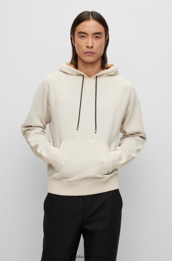 Hugo Boss biała dwustronna bluza z kapturem z bawełny i dziewiczej wełny hugo biały R0X0H61865