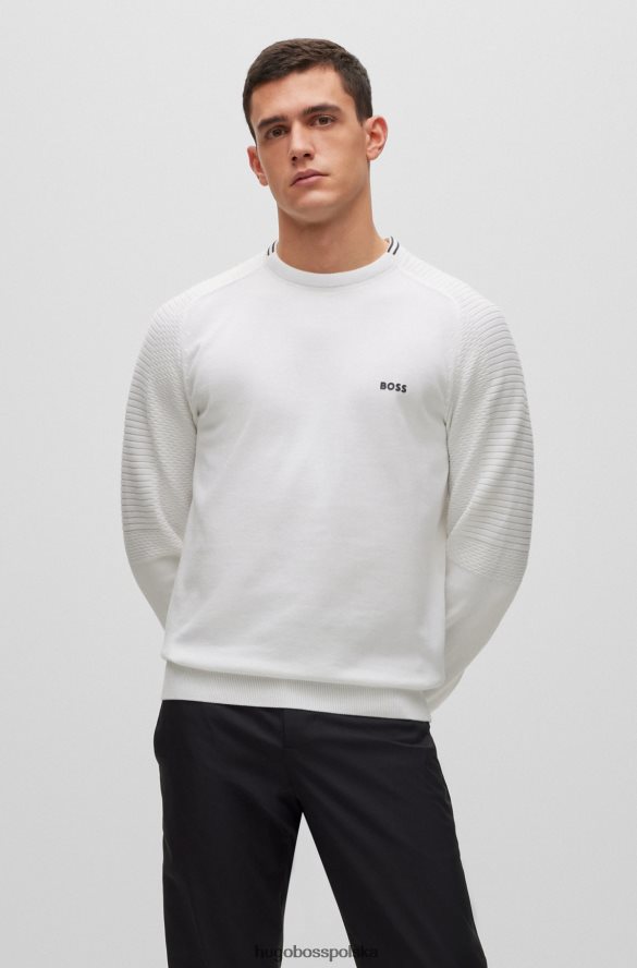 Hugo Boss biały sweter Hugo z bawełny organicznej o regularnym kroju z logo i daszkiem biały R0X0H62336