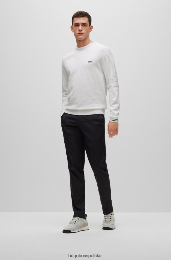 Hugo Boss biały sweter Hugo z bawełny organicznej o regularnym kroju z logo i daszkiem biały R0X0H62336