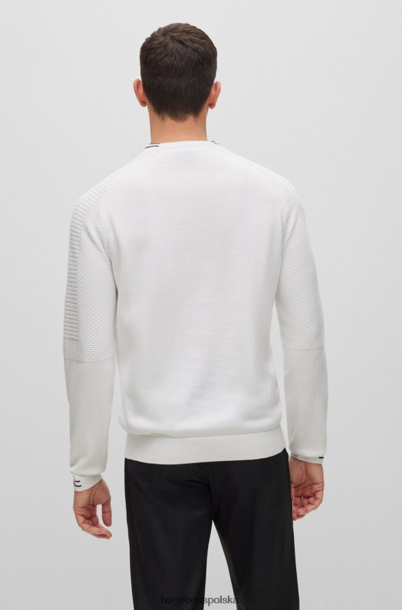 Hugo Boss biały sweter Hugo z bawełny organicznej o regularnym kroju z logo i daszkiem biały R0X0H62336