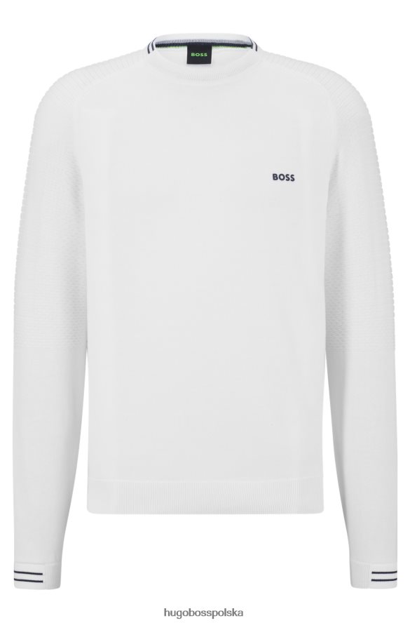 Hugo Boss biały sweter Hugo z bawełny organicznej o regularnym kroju z logo i daszkiem biały R0X0H62336