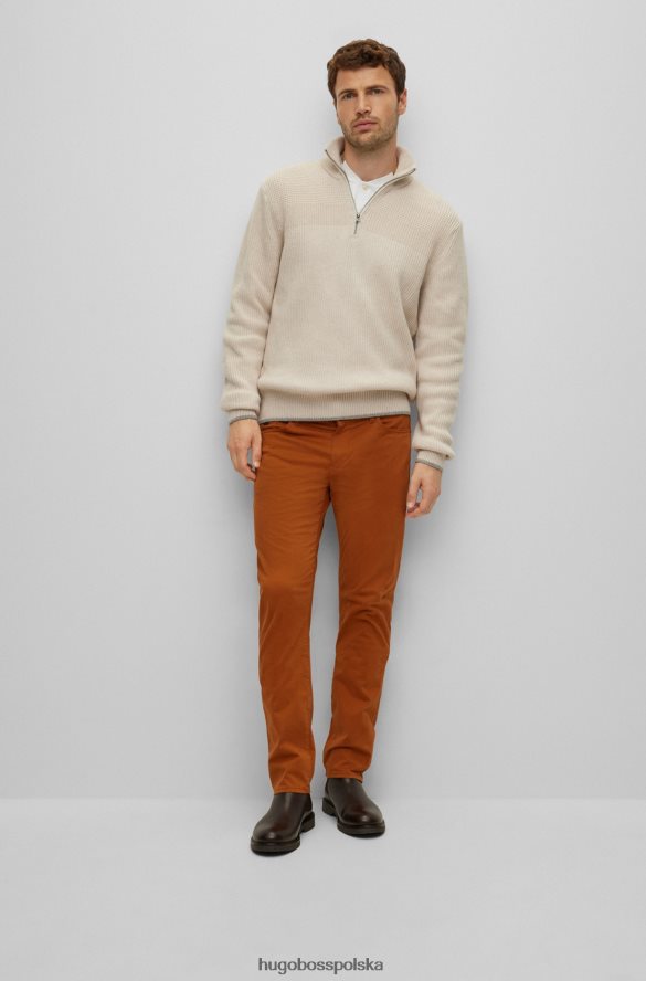 Hugo Boss biały sweter hugo zapinany na zamek, wykonany z bawełny, kaszmiru i wełny biały R0X0H64506