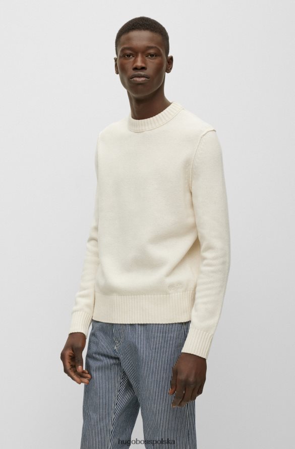 Hugo Boss biały sweter z okrągłym dekoltem z mieszanki wełny hugo biały R0X0H63570