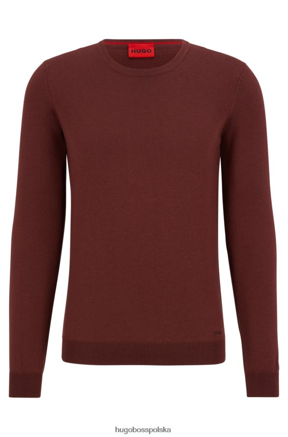 Hugo Boss ciemnoczerwony sweter o dopasowanym kroju z wyjątkowo cienkiej wełny merynosów hugo ciemno czerwony R0X0H62793