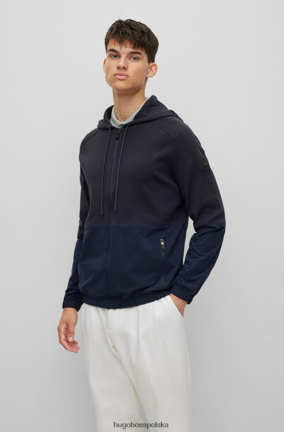 Hugo Boss ciemnoniebieska bluza z kapturem Hugo o regularnym kroju, zapinana na zamek, z różnych materiałów ciemny niebieski R0X0H64155