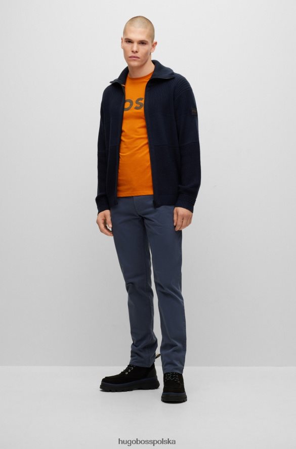 Hugo Boss ciemnoniebieska kurtka dzianinowa hugo o regularnym kroju z naszywką z logo ciemny niebieski R0X0H63542