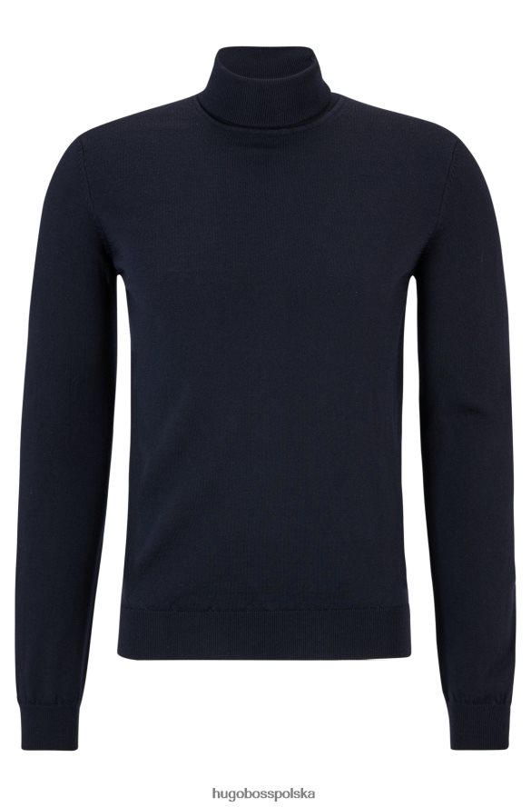 Hugo Boss ciemnoniebieski, dopasowany sweter z golfem, z dziewiczej wełny hugo ciemny niebieski R0X0H63757