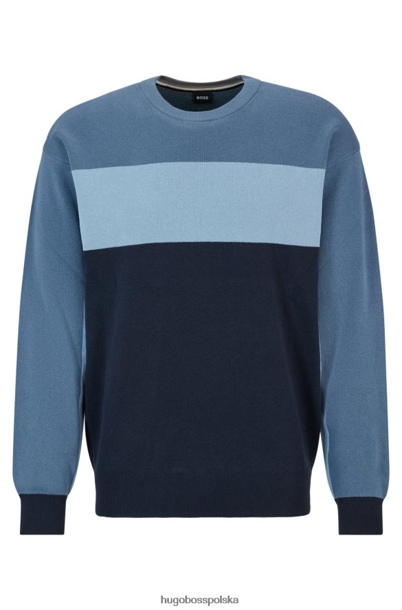 Hugo Boss ciemnoniebieski, luźny sweter z blokami kolorów hugo ciemny niebieski R0X0H63262