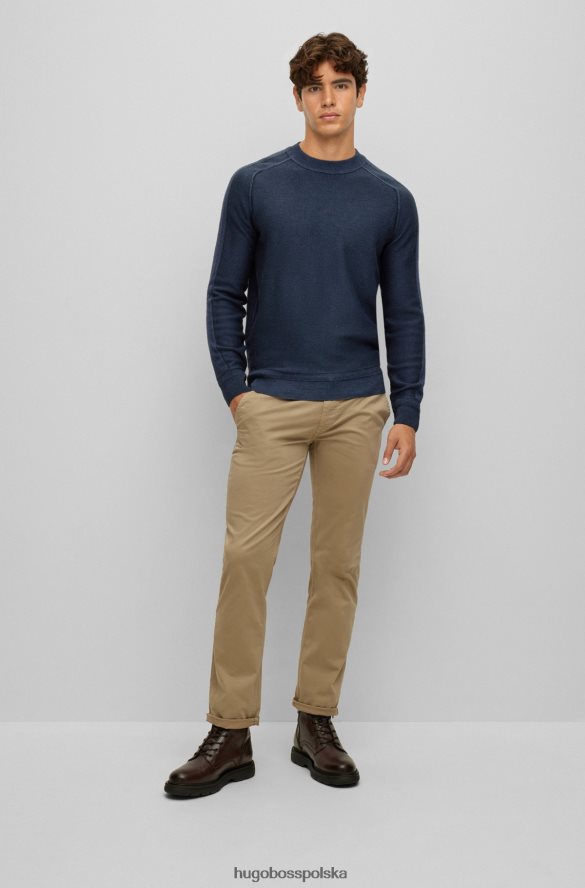 Hugo Boss ciemnoniebieski sweter Hugo z dziewiczą wełną, z wyszytym logo, z okrągłym dekoltem ciemny niebieski R0X0H62664