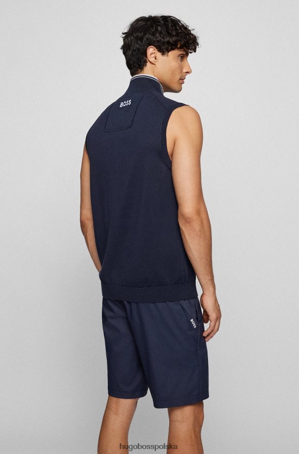 Hugo Boss ciemnoniebieski sweter hugo bez rękawów, zapinany na zamek i z wodoodpornym wykończeniem ciemny niebieski R0X0H64065