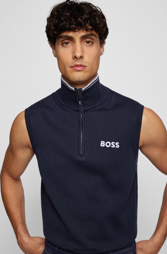 Hugo Boss ciemnoniebieski sweter hugo bez rękawów, zapinany na zamek i z wodoodpornym wykończeniem ciemny niebieski R0X0H64065
