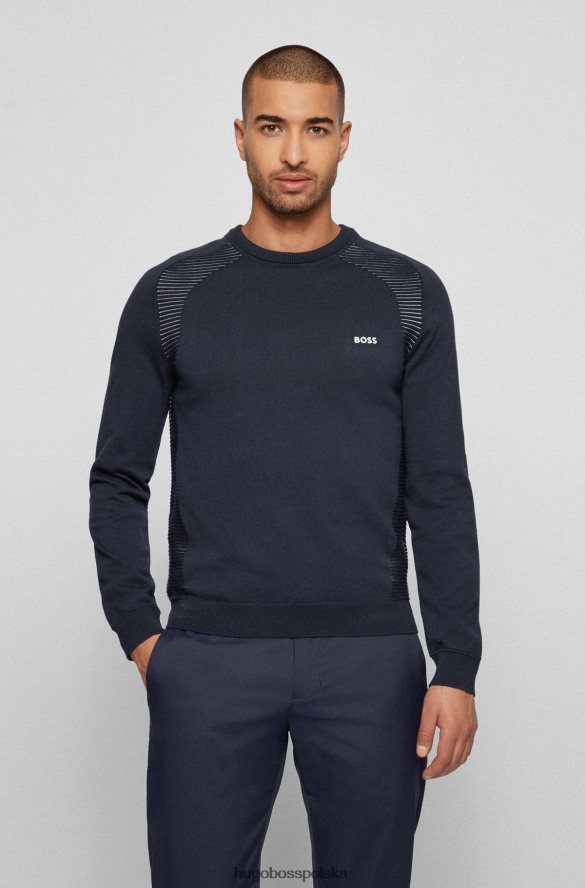 Hugo Boss ciemnoniebieski sweter hugo z bawełny organicznej w dwukolorowe paski ciemny niebieski R0X0H62146