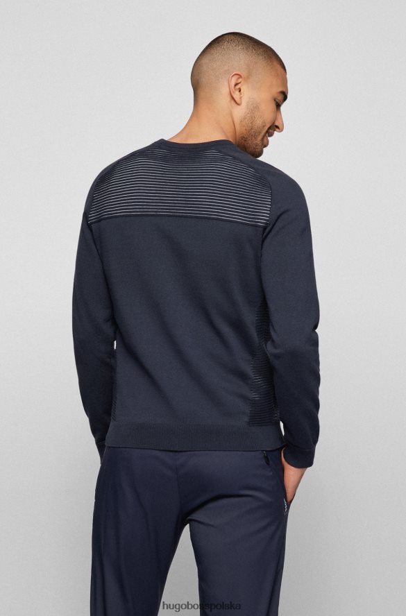 Hugo Boss ciemnoniebieski sweter hugo z bawełny organicznej w dwukolorowe paski ciemny niebieski R0X0H62146