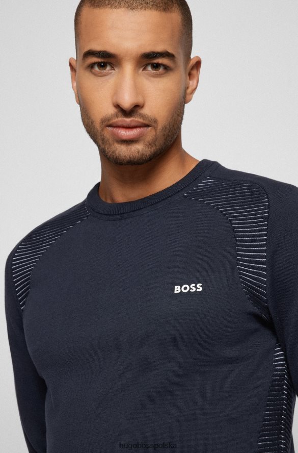 Hugo Boss ciemnoniebieski sweter hugo z bawełny organicznej w dwukolorowe paski ciemny niebieski R0X0H62146