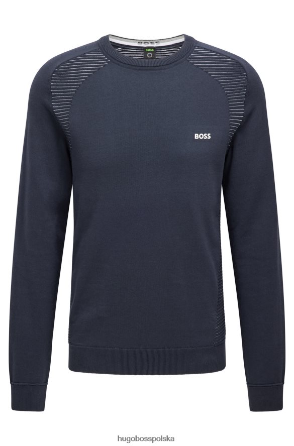 Hugo Boss ciemnoniebieski sweter hugo z bawełny organicznej w dwukolorowe paski ciemny niebieski R0X0H62146