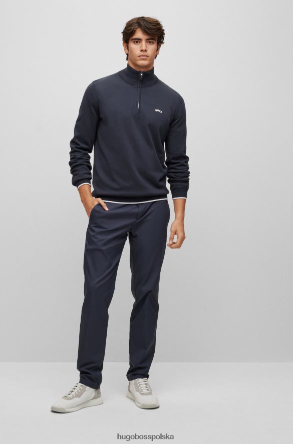 Hugo Boss ciemnoniebieski sweter hugo z bawełny organicznej, zapinany na zamek i zaokrąglone logo ciemny niebieski R0X0H6972