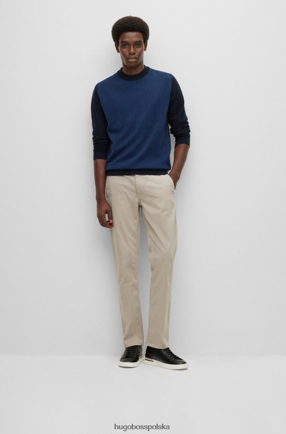 Hugo Boss ciemnoniebieski sweter hugo z okrągłym dekoltem, wykonany z dzianiny żakardowej ciemny niebieski R0X0H61461