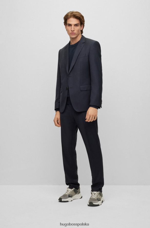 Hugo Boss ciemnoniebieski sweter hugo z okrągłym dekoltem, wykonany ze strukturalnej bawełny, z detalami w paski ciemny niebieski R0X0H62460