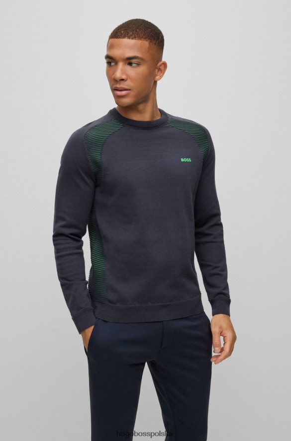 Hugo Boss ciemnoniebieski sweter hugo z organicznej bawełny w dwukolorowe paski ciemny niebieski R0X0H62145