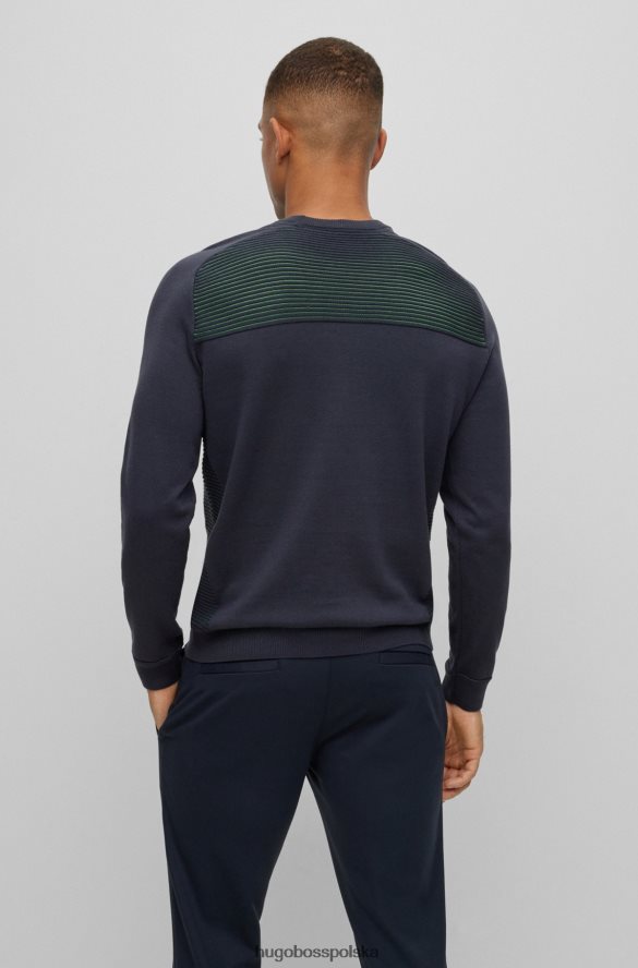 Hugo Boss ciemnoniebieski sweter hugo z organicznej bawełny w dwukolorowe paski ciemny niebieski R0X0H62145