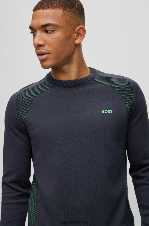 Hugo Boss ciemnoniebieski sweter hugo z organicznej bawełny w dwukolorowe paski ciemny niebieski R0X0H62145