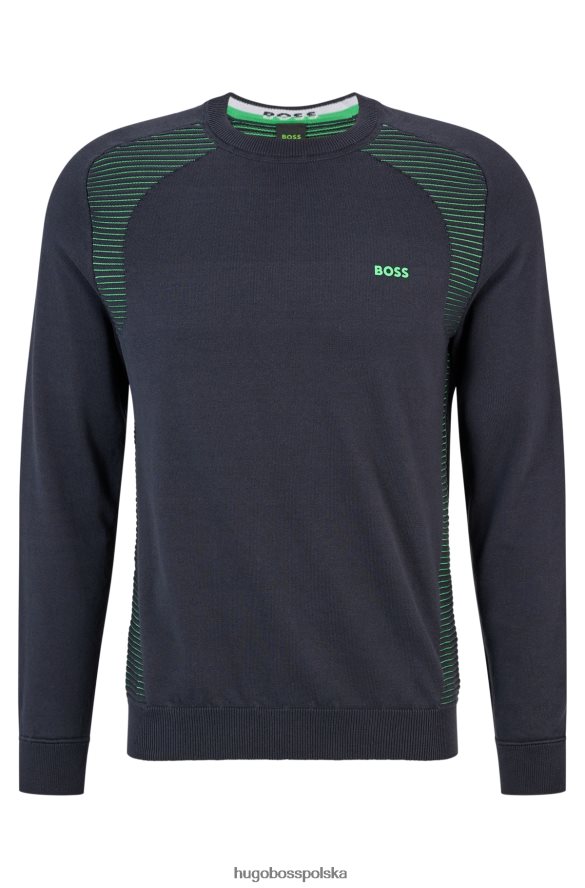 Hugo Boss ciemnoniebieski sweter hugo z organicznej bawełny w dwukolorowe paski ciemny niebieski R0X0H62145