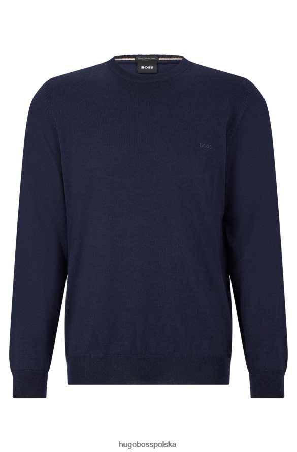 Hugo Boss ciemnoniebieski sweter z wyszytym logo, wykonany z odpowiedzialnej wełny hugo ciemny niebieski R0X0H61639