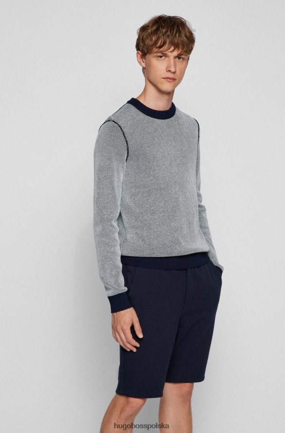 Hugo Boss ciemnoniebieski sweter ze strukturalnej bawełny z efektem dwukolorowym hugo ciemny niebieski R0X0H63564