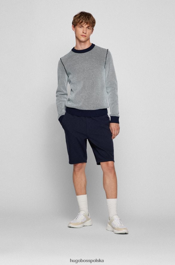 Hugo Boss ciemnoniebieski sweter ze strukturalnej bawełny z efektem dwukolorowym hugo ciemny niebieski R0X0H63564