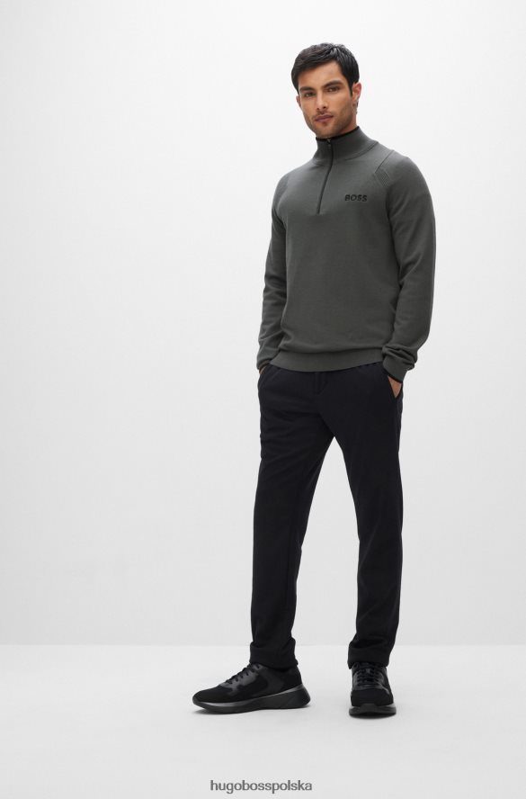 Hugo Boss ciemnoszary sweter hugo o regularnym kroju, zapinany na zamek i z haftowanymi logo ciemno szary R0X0H62048