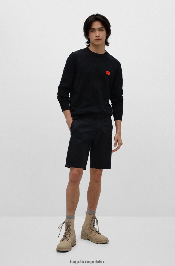 Hugo Boss czarny sweter hugo z organicznej bawełny z czerwoną metką z logo czarny R0X0H62399