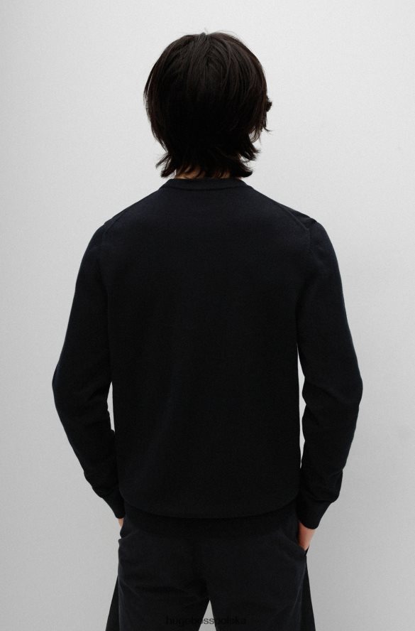 Hugo Boss czarny sweter hugo z organicznej bawełny z czerwoną metką z logo czarny R0X0H62399