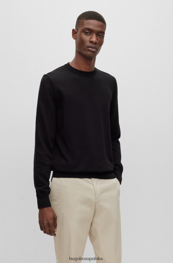 Hugo Boss czarny sweter o regularnym kroju z czystej bawełny z haftowanym logo hugo czarny R0X0H6904