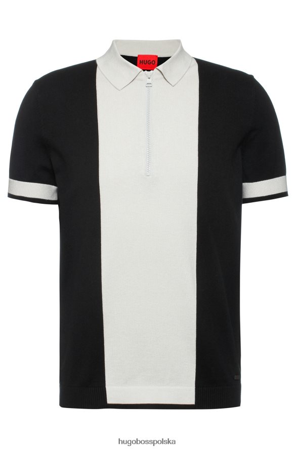 Hugo Boss czarny sweter polo hugo z domieszką bawełny, zapinany na zamek czarny R0X0H63967