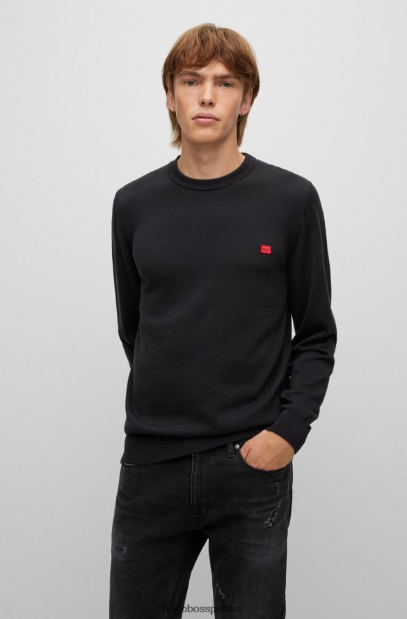 Hugo Boss czarny sweter z bawełny organicznej z czerwoną metką z logo hugo czarny R0X0H63736