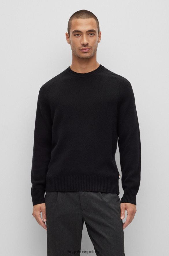 Hugo Boss czarny sweter z okrągłym dekoltem z odpowiedzialnego kaszmiru hugo czarny R0X0H63855