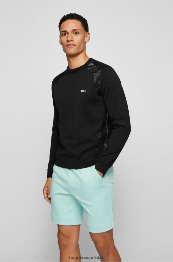 Hugo Boss czarny sweterek z bawełny organicznej w dwukolorowe paski hugo czarny R0X0H62149