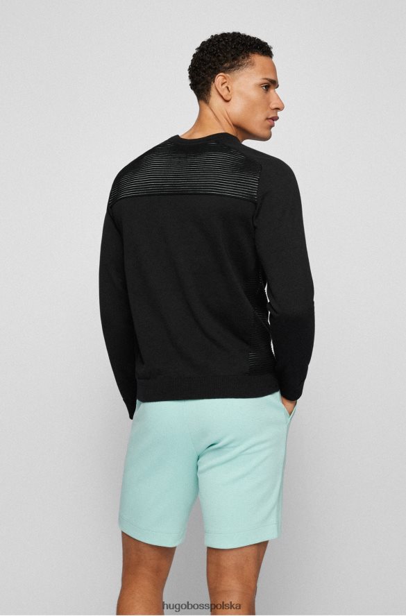 Hugo Boss czarny sweterek z bawełny organicznej w dwukolorowe paski hugo czarny R0X0H62149