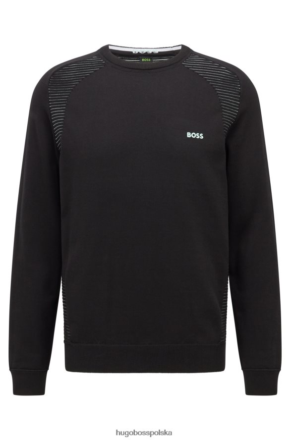 Hugo Boss czarny sweterek z bawełny organicznej w dwukolorowe paski hugo czarny R0X0H62149