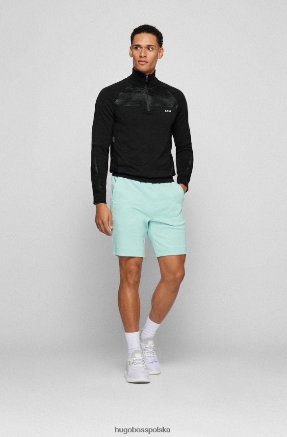 Hugo Boss czarny sweterek z bawełny organicznej, zapinany na zamek i dwukolorowe paski hugo czarny R0X0H61753