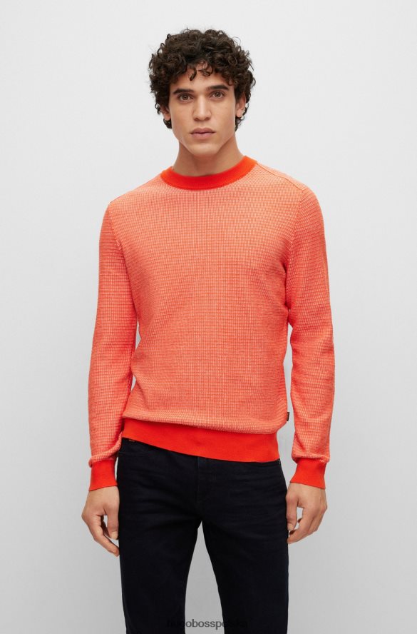 Hugo Boss czerwony sweter hugo z bawełny i kaszmiru o dwukolorowej strukturze czerwony R0X0H61844