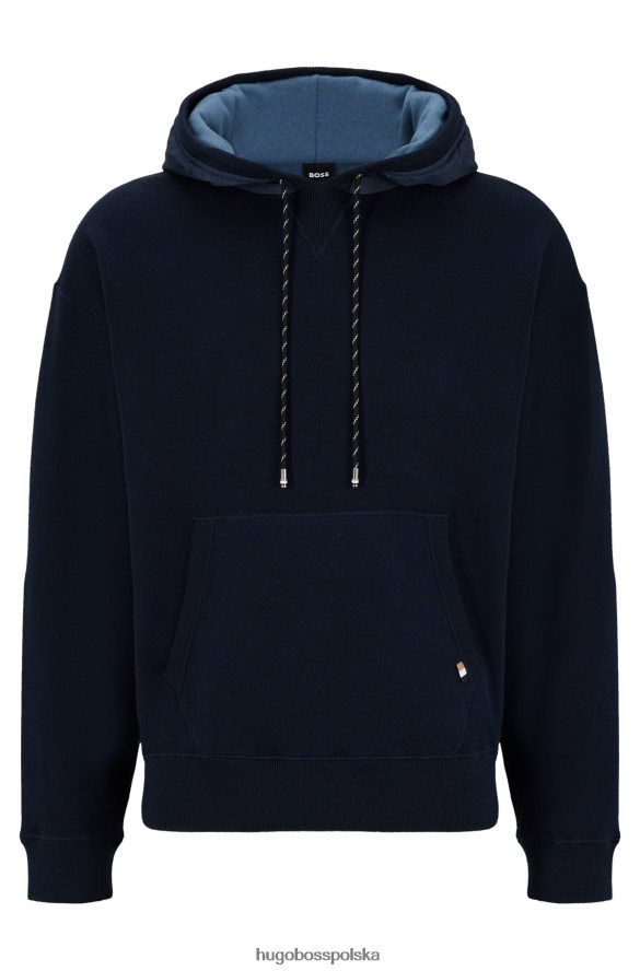 Hugo Boss dwustronna bluza z kapturem z bawełny i dziewiczej wełny hugo w kolorze ciemnoniebieskim ciemny niebieski R0X0H61866